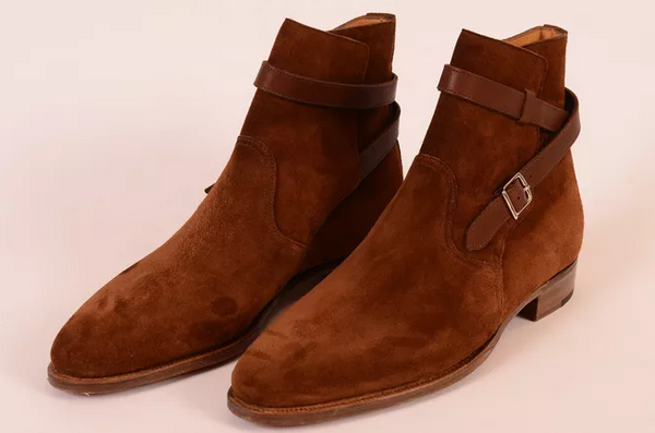 Handmade Brown Jodhpurs Boots, Men Brown Ankle Boots Suede Leather Boot